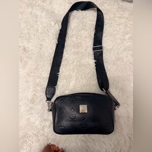 MCM Black Embossed Logo Crossbody
